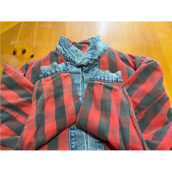 Vintage Levi's Trucker Jacket 70417 80s 90s Buffalo Plaid Size M - Picture 14 of 16